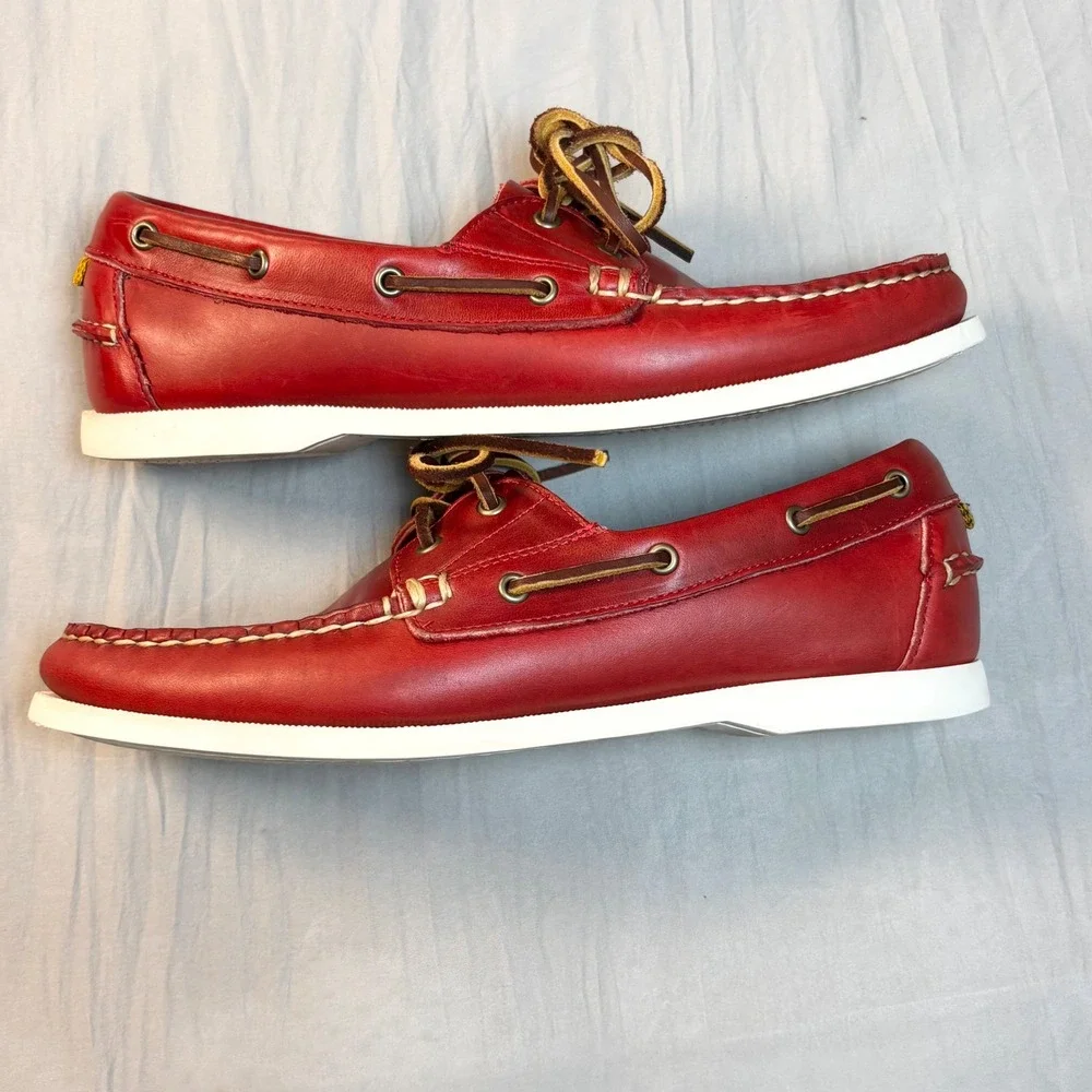Allen Edmonds Maritime  Boat deck Shoes men's 9d red leather Nautical